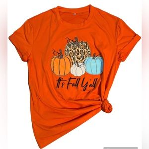 Leopard Pumpkin Print Fall T-Shirt It’s Fall Y’all